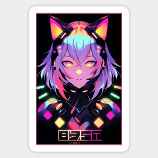 Anime Cat Girl | Quality Anime Design | Chibi Cat Girl Miaw | Manga Anime Art Sticker